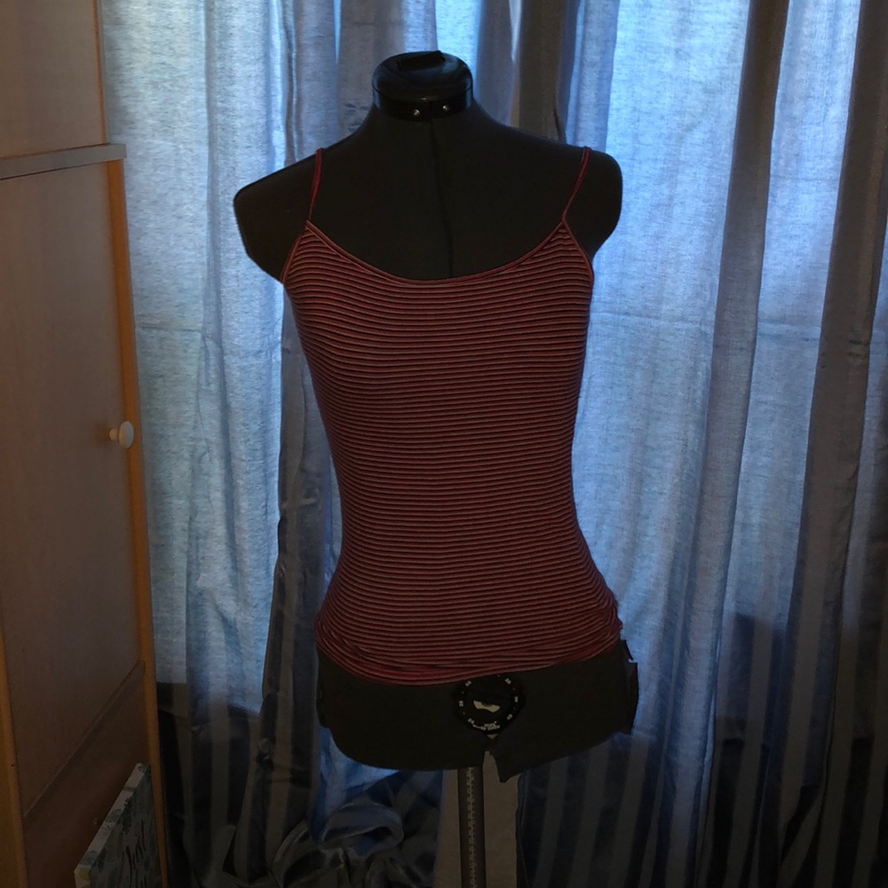 A red white and blue striped tank top